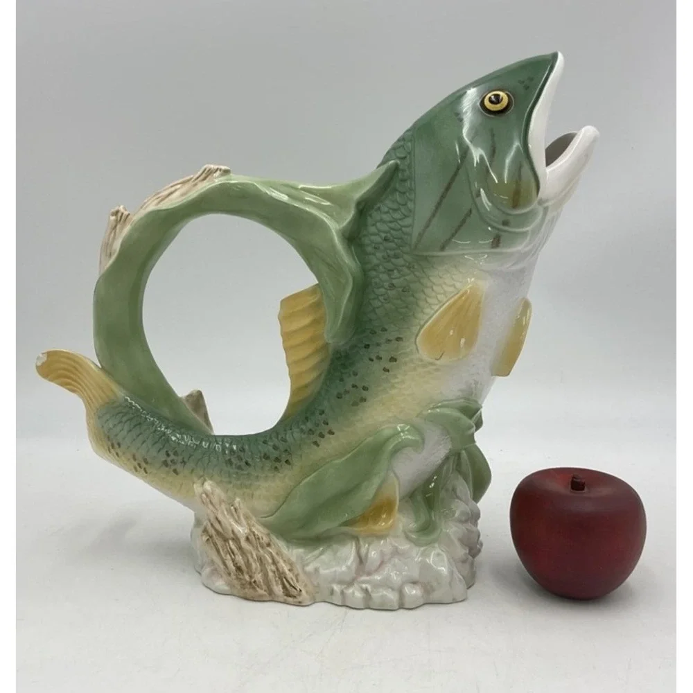 Lenox Riverwood by Catherine McClung Ceramic Fish Pitcher 11-1/2